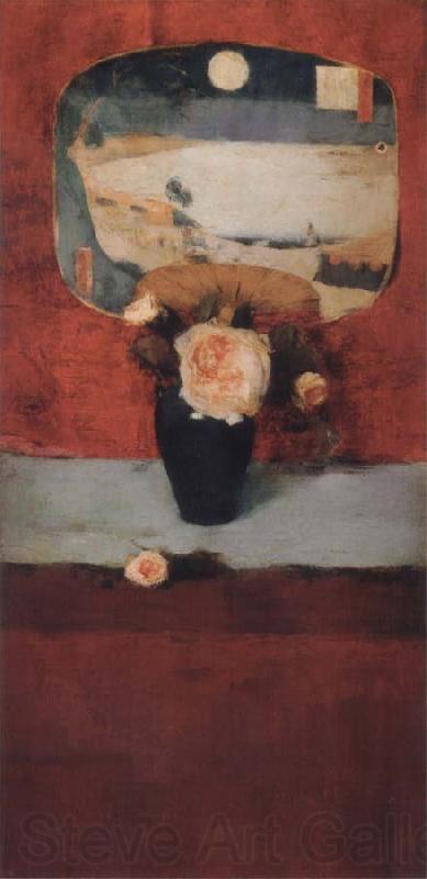 Fernand Khnopff Roses and a Japanese Fan Norge oil painting art